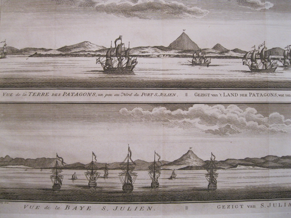 Vistas de la Tierra de Patagonia y de la Bahía de San Julian, Argentina, 1750. Bellin