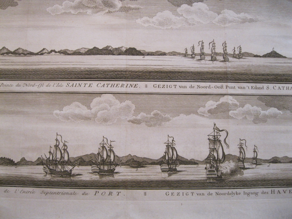 Vistas de la Isla de Santa Catarina (Brasil), 1752.  Anson/Bellin/Schley