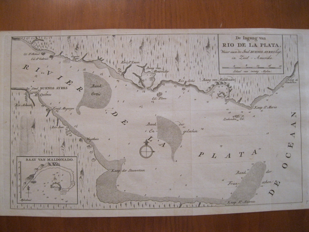 Mapa del Río de la Plata (Uruguay- Argentina), 1766. Tirion