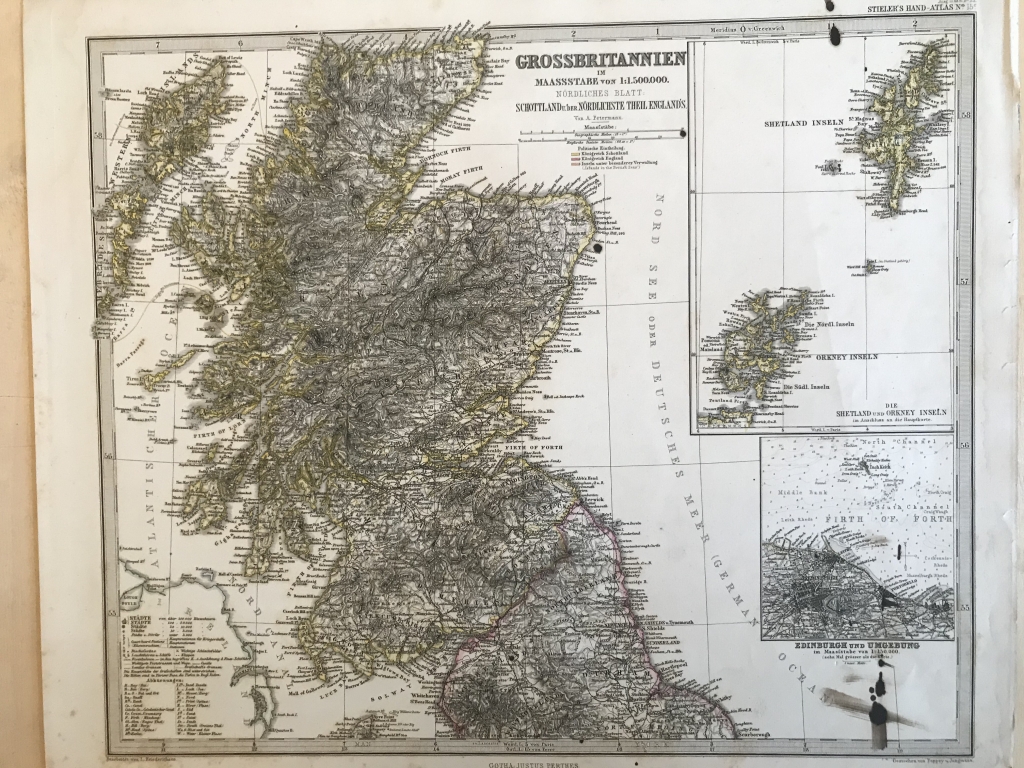 Escocia y Tierras Altas (centro y norte de Reino Unido, Europa), 1866. Stieler/Perthes/Poppey