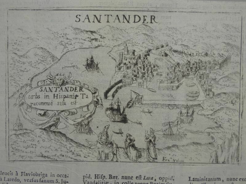 Vista y plano de la ciudad de Santander (Cantabria, España), 1713. F. Valegio/Lasor a Varea