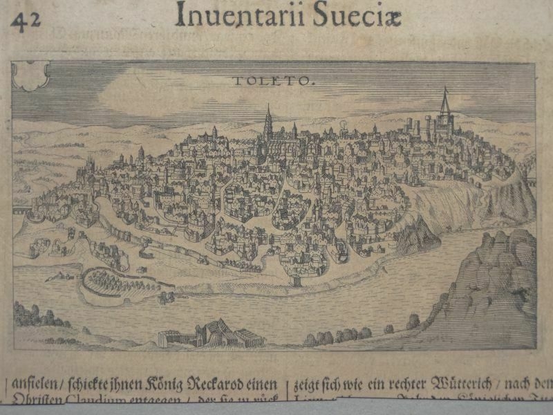 Plano y vista de la ciudad de Toledo (España), 1633. J. Philipp Abelin