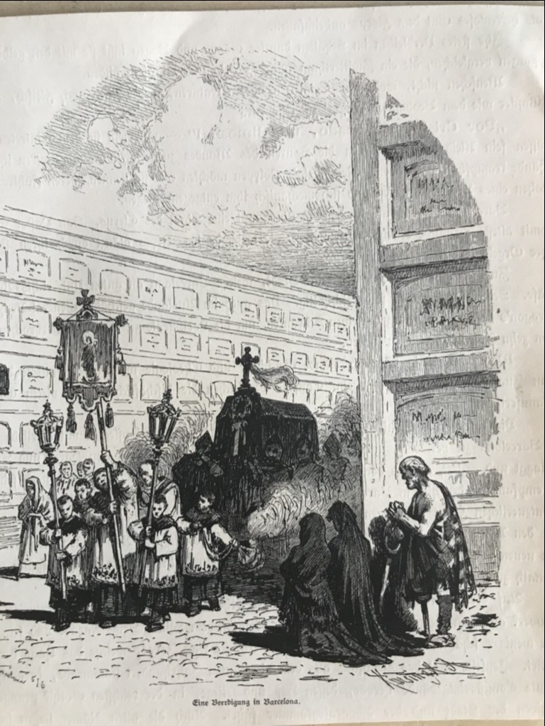 Entierro en un cementerio de Barcelona (España), 1888.