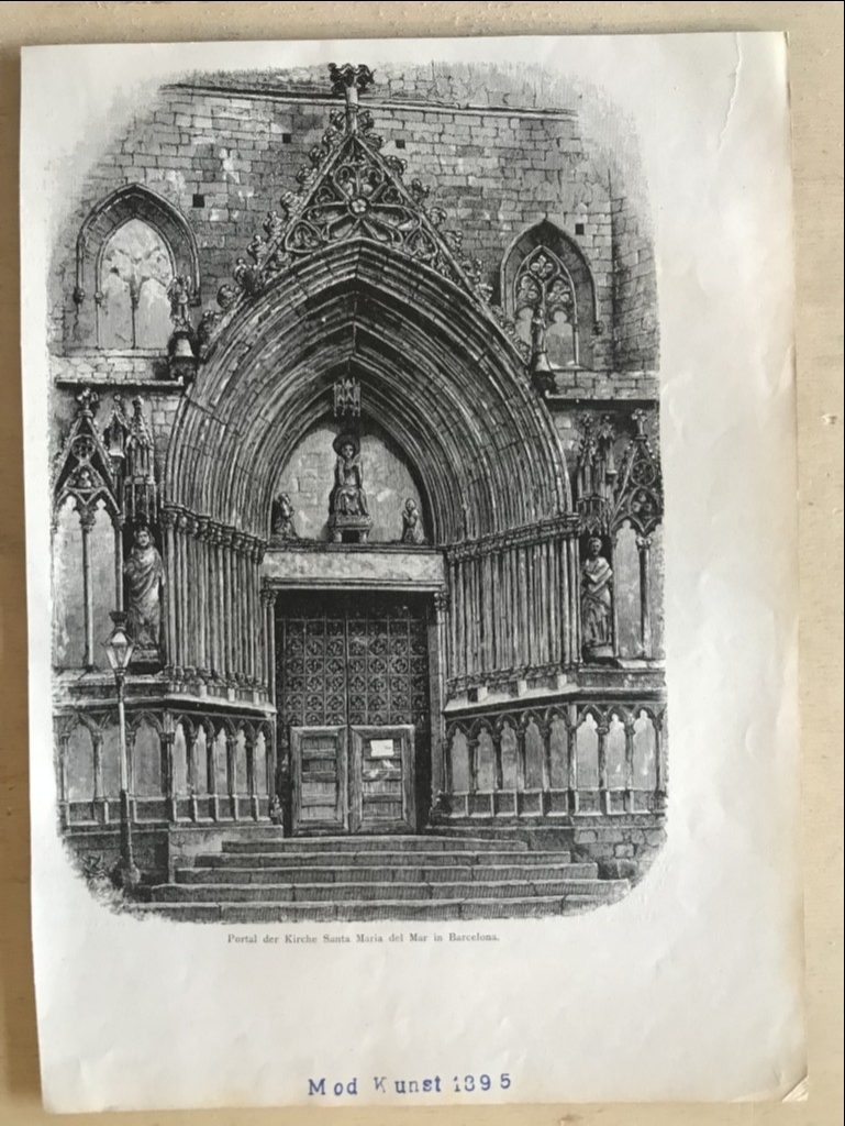 Portada de la iglesia de santa María del Mar (Barcelona, España), 1895. Anónimo
