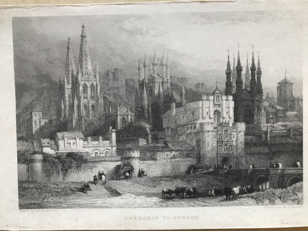 Vista panorámica de Burgos (Castilla, España), circa 1850. Roberts/Carrier/Lloyd