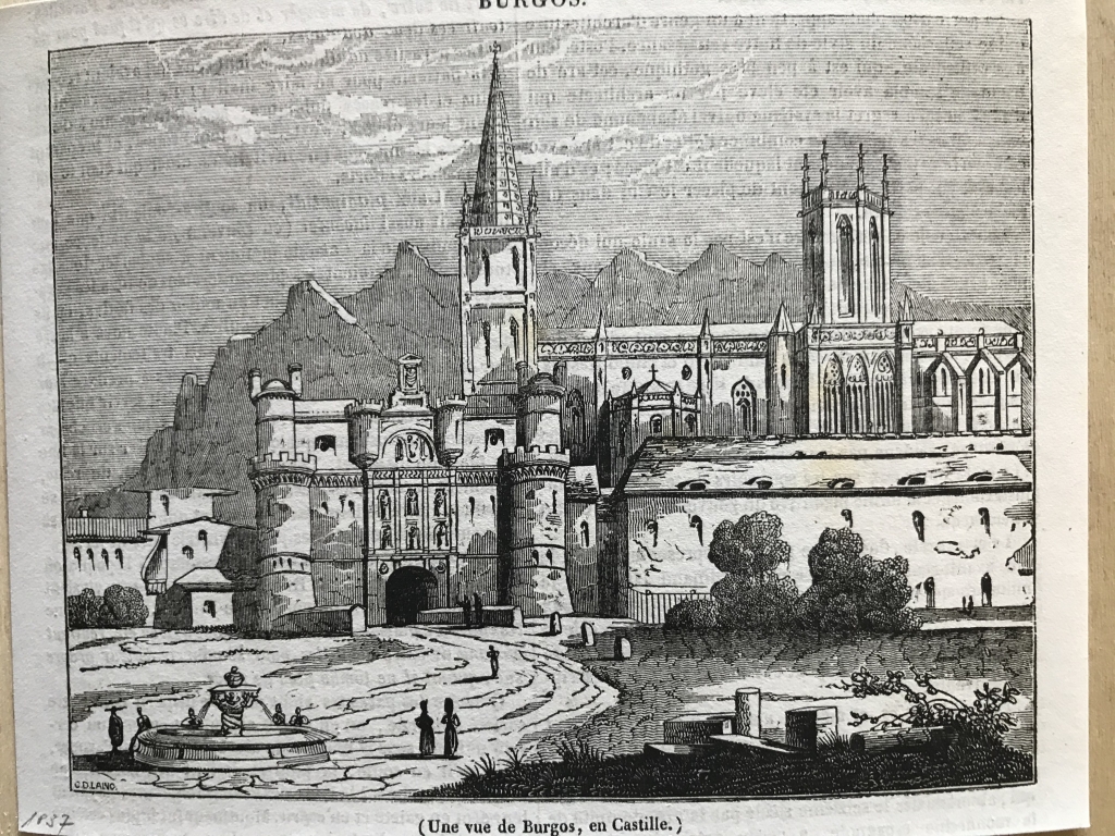 Vista de la entrada de santa María y catedral de Burgos (España), 1857. C.D. Laino
