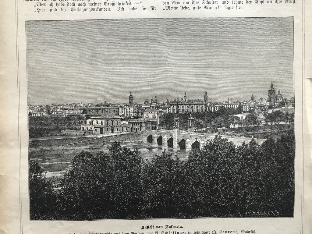 Vista panorámica de la ciudad de Valencia (España), 1883. Anónimo alemán