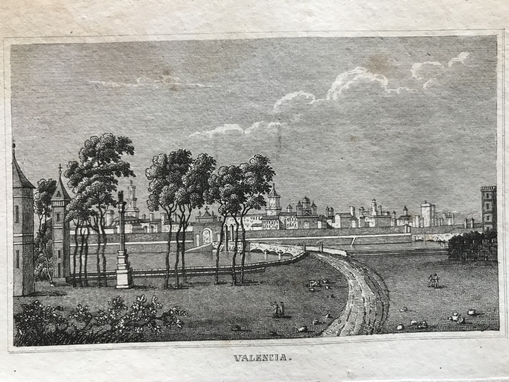 Vista panorámica de la ciudad de Valencia (España), 1834. Anónimo