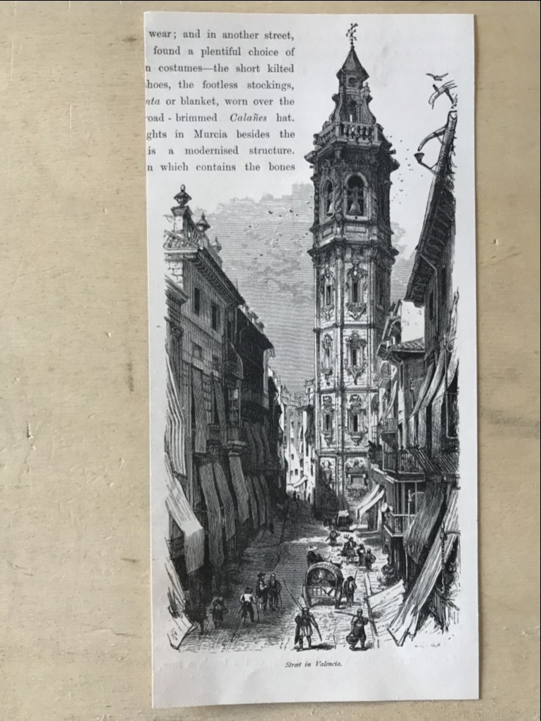 Torre de santa Catalina en Valencia y fuente gótica en Játiva (Valencia), ca. 1850