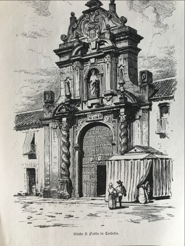 Vista de la fachada de la iglesia de San Pablo, en Córdoba (España), hacia 1885. Knesing