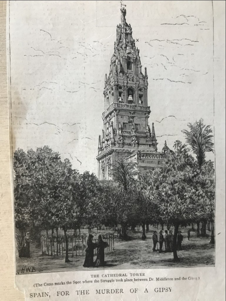 Vista de la torre de la catedral de Córdoba (España), 1888. H.W.B.