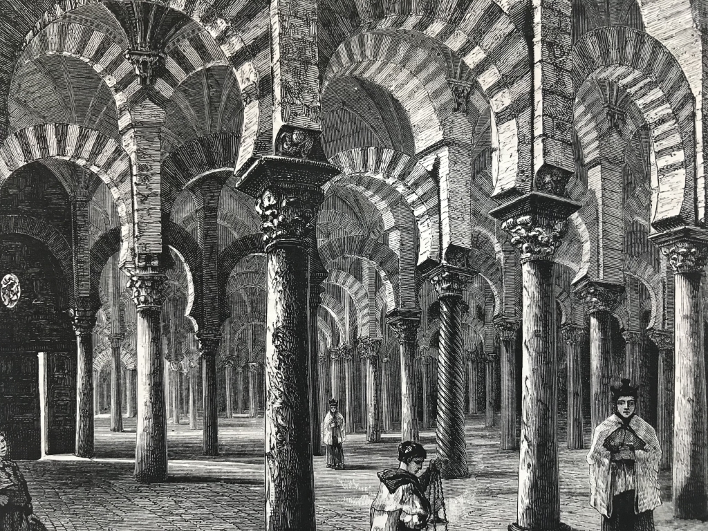 Vista del interior de la mezquita de Córdoba (España), hacia 1880. WHYMPER